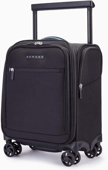 Verage Carry On Luggage with Wheels, 15 Inch Underseat Spinner Luggage Pro, Underseat Personal Item Travel Bag for Men and Women, Carry On Bags for Airplanes, Black