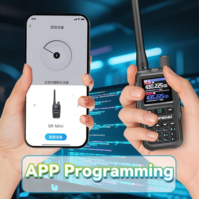 BAOFENG UV5RMINI Two Way Radio NOAA Weather Radio Dual PTT 999CH Survival Radio APP Programming Copy Frequency Ham Radio