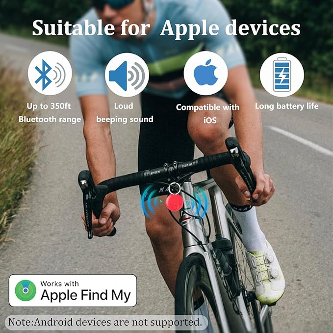 Bluetooth Tracker Tags,Smart Finder Tag Work with Find My App (Only iOS),Key Trakcer for Wallets,Luggage, Backpack,Bicycle,etc,Replaceable Battery,4Pack(4colors)
