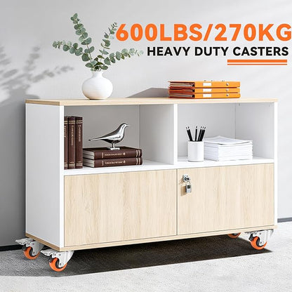 W B D WEIBIDA 2" Plate Caster Wheels Heavy Duty 600 Lbs Load Capacity Swivel Casters with Brake Set of 4, Safety Dual Locking, No Noise Wheels for Furniture, Carts (Screws and Screwdriver)
