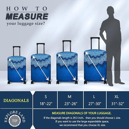 Explore Land Travel Luggage Cover Suitcase Protector Fits 23-26 Inch Case (Blue Violets, M)