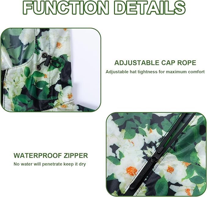 Hooded Rain Ponchos for Adult - Rain Coat and Rain Jacket with Waterproof Pocket and Zipper