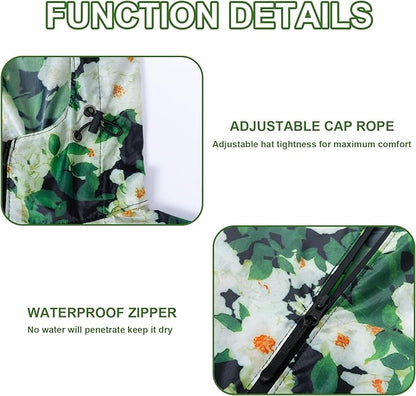 Hooded Rain Ponchos for Adult - Rain Coat and Rain Jacket with Waterproof Pocket and Zipper