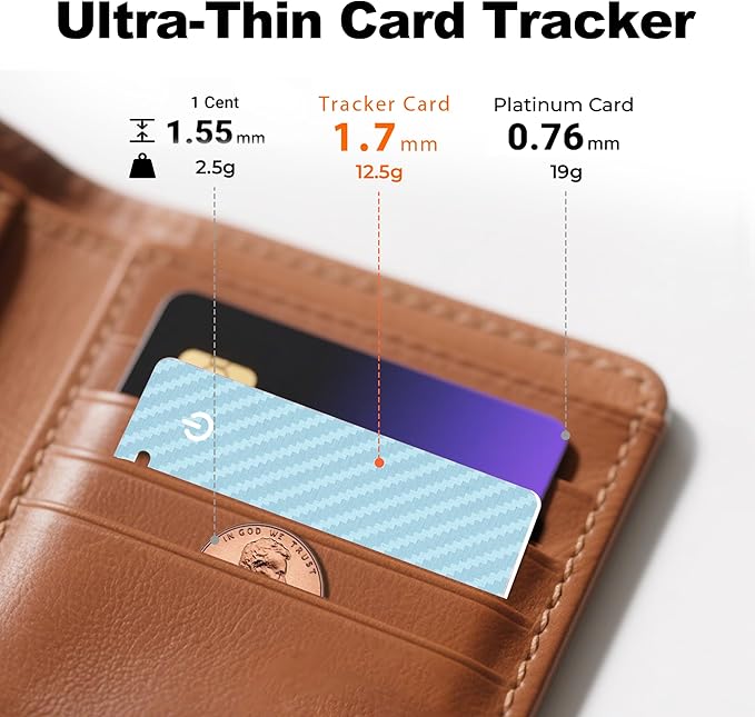 [Apple MFi Certified] Wallet Tracker Card with Apple Find My (iOS Only) Rechargeable Air Tracker Tags Bluetooth Wallet Finder IP68 Waterproof GPS Tracker Item Finder for Keys, Bags, Passport Blue