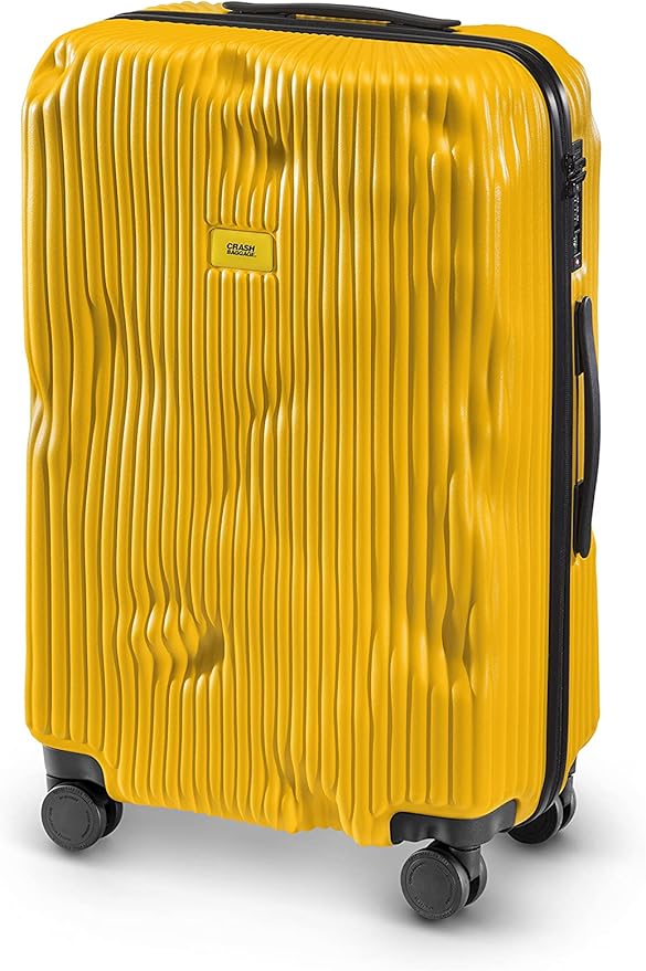 CRASH BAGGAGE Stripe Suitcase | Yellow | 36L | 100% Polycarbonate, TSA-Approved Lock, 360° Spinning Wheels