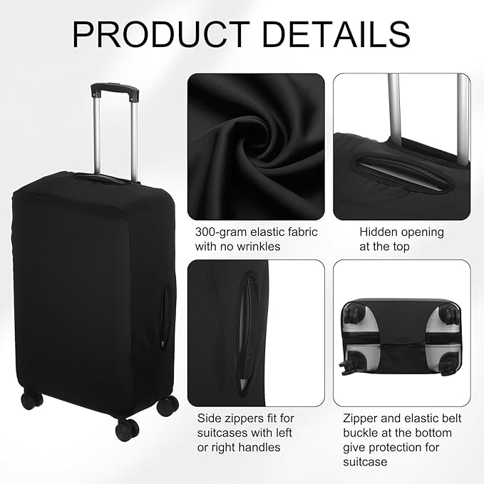 uxcell Travel Luggage Cover, Washable Suitcase Covers for Luggage Anti-scratch Suitcase Protector Elastic Baggage Protective, Fits 26-28 Inch Suit Case, Black