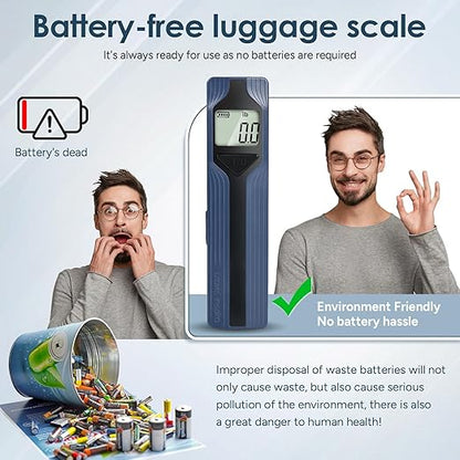 travel inspira Luggage Scale Battery-Free, Travel Essentials, Portable Handheld Digital Suitcase Weight Scale for for Travel Accessories, 110lbs/50kg (Dark Blue)