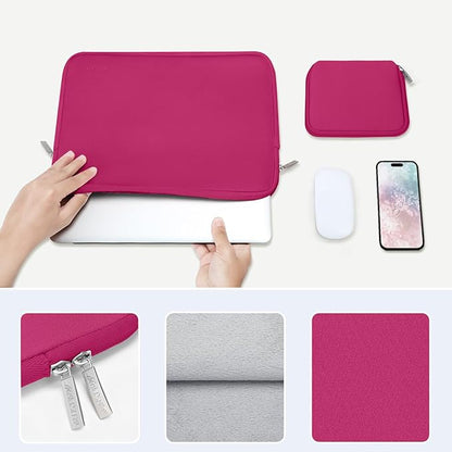 MOSISO Laptop Case 13.3 inch, 13-13.3 inch Laptop Sleeve Bag Compatible with MacBook Air/Pro 13/Pro 14 M5 M4 M3 M2 M1, HP Dell ASUS Lenovo, Neoprene Computer Sleeve Bag with Small Case, Rose Red