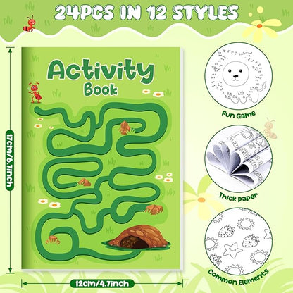 BenLouis 24 pcs Mini Activity Books for Kids ages 4-8-12 Small Activity Books Party Favors Bulk Mazes Coloring and More for Classroom Travel Birthday Goodie Bag Gift Stuffer(Classic)