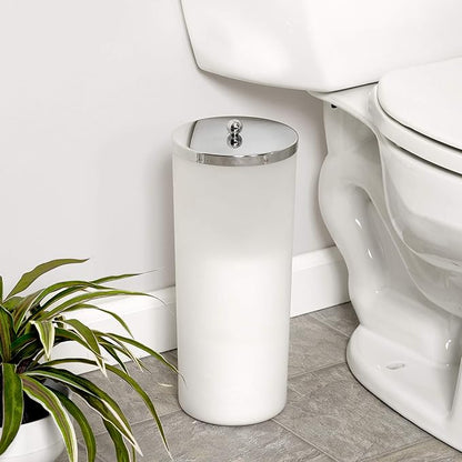 Zenna Home Toilet Paper Holder Stand, Enclosed Toilet Paper Storage Holds 3 TP Rolls, Rust Resistant Bath Tissue Holder with Lid, Frosted