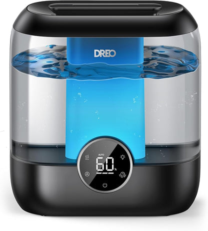Dreo 6L Top Fill Humidifiers for Bedroom, 60H Runtime 28 dB Quiet Supersized Cool Mist Air Humidifiers for Large Room, Baby Nursery, Plant, Indoor, Night Light, Easy to Clean, Precise Humidity Control