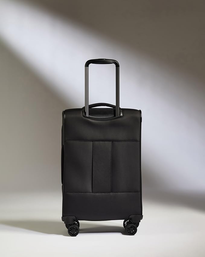ANTLER - Soft Stripe Carry On Luggage 22x14x9 Airline Approved - Cabin Suitcase with Expander, Adjustable Handle, 4 Spinner Wheels, Lightweight, TSA Lock - Recycled Polyester Luggage - Black