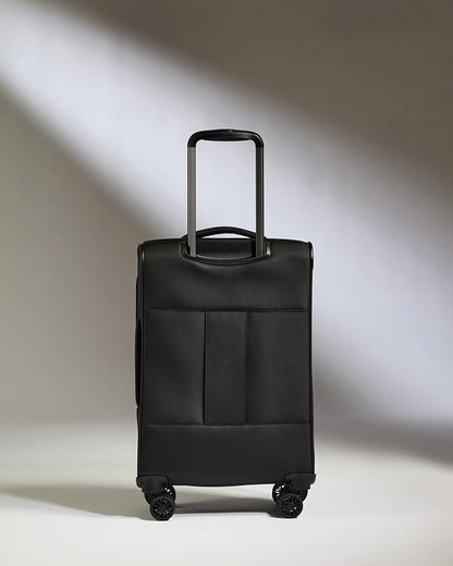 ANTLER - Soft Stripe Carry On Luggage 22x14x9 Airline Approved - Cabin Suitcase with Expander, Adjustable Handle, 4 Spinner Wheels, Lightweight, TSA Lock - Recycled Polyester Luggage - Black