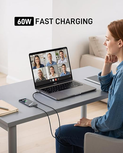 USB C Cable Fast Charging 6FT, 2Pack USB A to USB C Cable for CarPlay, Durable Braided USB Type C iPhone Charger USBC Cord for iPhone 17/16/15/Pro Max/Plus, Samsung Galaxy S23 and More-Black