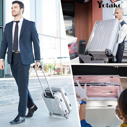 Yotako Upgraded Zippered Clear PVC Suitcase Cover, 20 Inch Luggage Covers for Suitcase Luggage Protector Suitcase Cover 20''