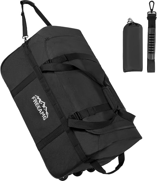 116L Foldable Rolling Duffel Bag with 3 Wheels And Handle, 30 inch Large Travel Duffle Bag for Travel, Camping, Outdoors