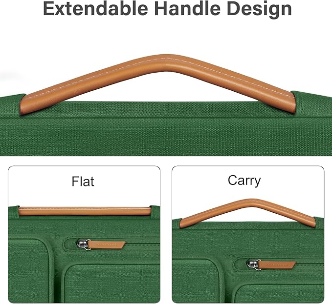 MOSISO 360 Protective Laptop Case 16 inch, 15-15.6 inch Laptop Sleeve Compatible with MacBook Pro 16, HP, Acer, Dell, Lenovo, ASUS, Side Open Carrying Case with 4 Zipper Pockets&Handle, Jungle Green
