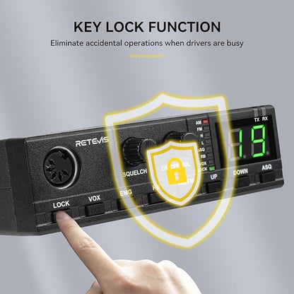 Retevis MB2 AM/FM Professional CB Radio, 40 Channels Base Station with 5W Mini External Speaker, Squelch Knob ASQ Function, VOX, Auto-Scan, Long Range CB Radios for Cars, Truckers, Black