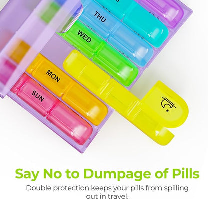 AUVON Weekly Pill Organizer 3 Times a Day, Large 7 Day Pill Box 3 Times a Day with Separate Container, Portable Pill Case for Medication, Vitamins, Fish Oil and Supplements