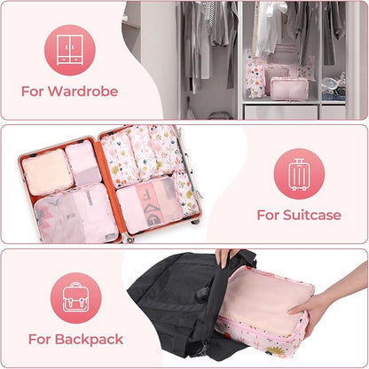 MissBoy Packing Cubes for Kids, 8 Pcs Set of Packing Cubes for Carry on Suitcase Organizer Bags, Kids Packing Cube, Waterproof Travel Essentials for Girls and Boys
