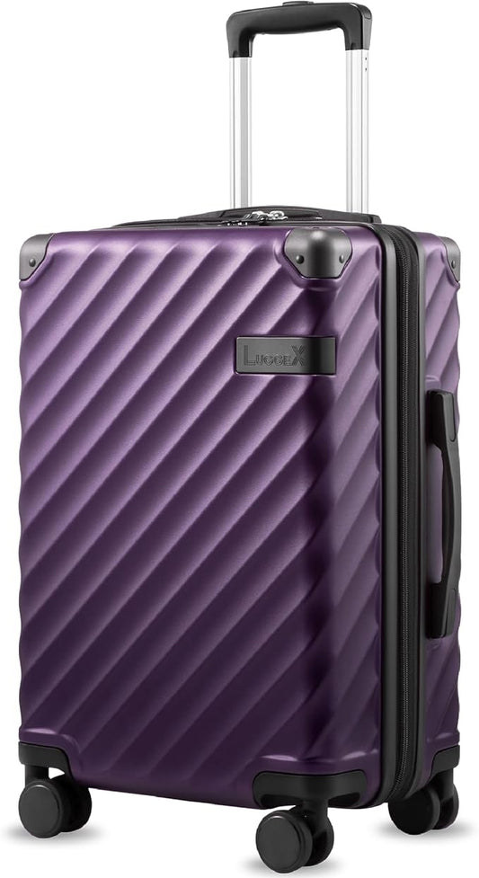 Carry On Luggage 22x14x9 Airline Approved, KVC Expandable Polycarbonate Hard Shell Suitcase for Travelling (EX-Core, Purple, 20 Inch, 40L-44L)