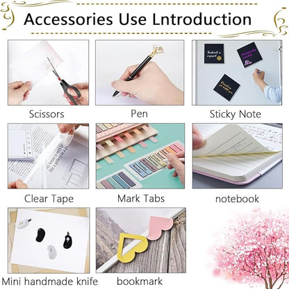 Office Supplies,Desk Accessories,Stapler and Tape Dispenser Set,1000 Staples,Staple Remover,Pen Holder,Folding Phone Holder,Journal Notebook,Ballpoint Pen,Scissor,Ruler,Clear Tape,Sticky Notes,Ect
