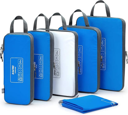G4Free 6 Set Compression Packing Cubes, 3 sizes Travel Packing Organizers for Suitcases, Expandable Luggage Suitcase Storage Bags Set, Lightweight Packing Cubes Travel Essentials