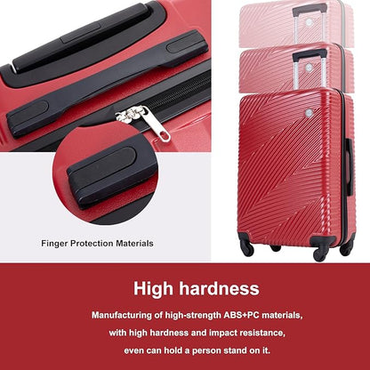 Travelhouse Luggage Sets, Expandable Hardside Suitcases 24in/28in, Carry on 20in,3 Piece Set Travel Luggages Clearance with Double Spinner Wheels TSA Lock Lightweight (RED)