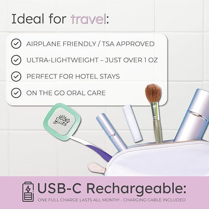 Rayz UV-C Toothbrush Sanitizer | Portable & Rechargeable | 99.9% Sanitization in 3 Minutes | Wall Mountable, Travel-Friendly & TSA-Approved (Mint)