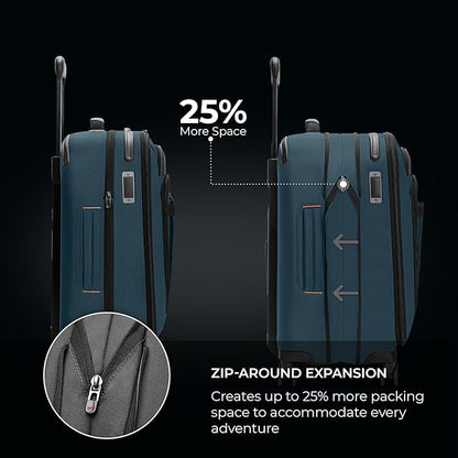 Briggs & Riley International 21" Carry On Expandable Spinner - Luggage for Travel, Suitcases with Wheels, Softside Rolling Bag for Men & Women - ZDX Collection, Ocean