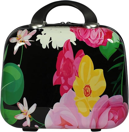 World Traveler VentureX Airline Approved 2-Piece Carry-On Luggage Set – Lightweight Hardside Polycarbonate Suitcase with Spinner Wheels - Peonies