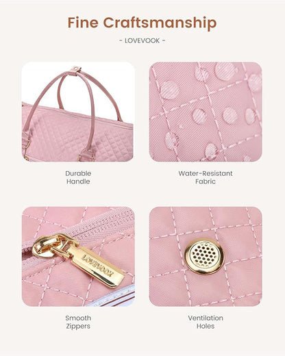 LOVEVOOK Convertible Garment Bag for Travel with Shoe Pouch, Carry On Garment Duffel Bag with Toiletry Bag, 2 in 1 Hanging Suitcase Suit Bag, Waterproof Weekender Bag for Women Travel, Wedding, Pink