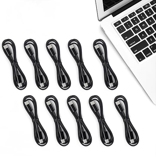 Smays USB C to USB C Cable 10-Pack Bulk, 3ft Type C Charging and Data Cord Multipack Black