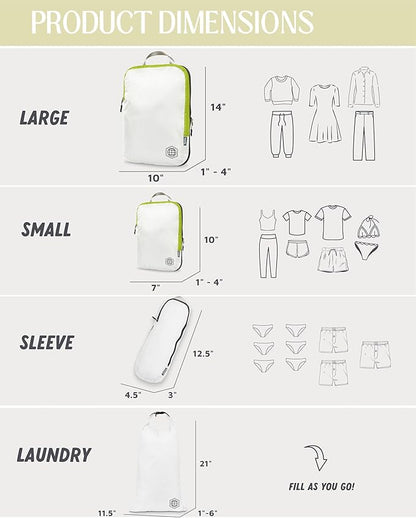 Compression Packing Cubes Set for Travel - Lightweight, Durable Clothes Organizer for Carry-On Luggage and Suitcases by TRIPPED Travel Gear