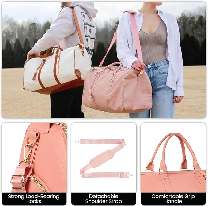 Luhxe Travel Convertible Carry On Garment Bag with Shoe Pouch & Detachable Shoulder Strap - Rose