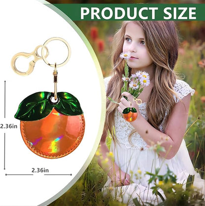 Shiny Leather Charm Keychain Holder Case Compatible with AirTag,Cute Protective Cover with Keyring,Anti-Scratch Finder GPS Tracker Case for Wallet Keys,Bag,Pets(Persimmon)