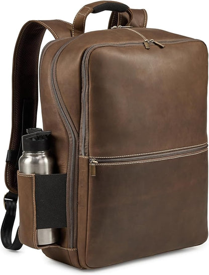 Luxorro Professional Leather Backpack – Handcrafted Full-Grain Leather Laptop Bag for Work & Travel (Dark Brown, 15 Inch)