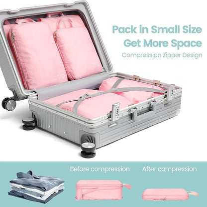 Cambond Compression Packing Cubes for Travel Women - Expandable Travel Bags Luggage Organizers Travel Essentials Compression Cubes for Travel Carry on Suitcases Organizer