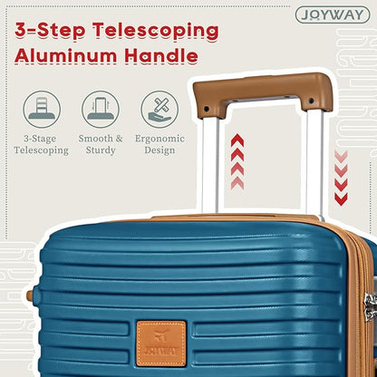 Joyway Expandable Carry on Luggage Sets Airline Approved, Lightweight Hard Shell 20 Inch Carry-on Suitcase with Spinner Wheels, Blue Brown