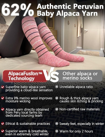 Alpaca Wool Heavyweight 15-25 mmHg Knee High Compression Support Socks Thick Winter Thermal Warm Soft Travel Flying