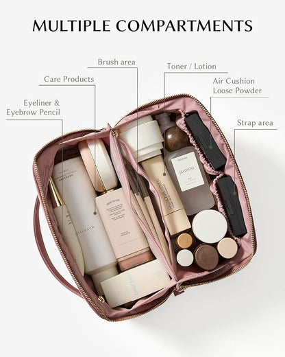 EACHY Travel Makeup Bag,Large Capacity Cosmetic Bags for Women,Waterproof Portable Pouch Open Flat Toiletry Bag Pattern Makeup Bag