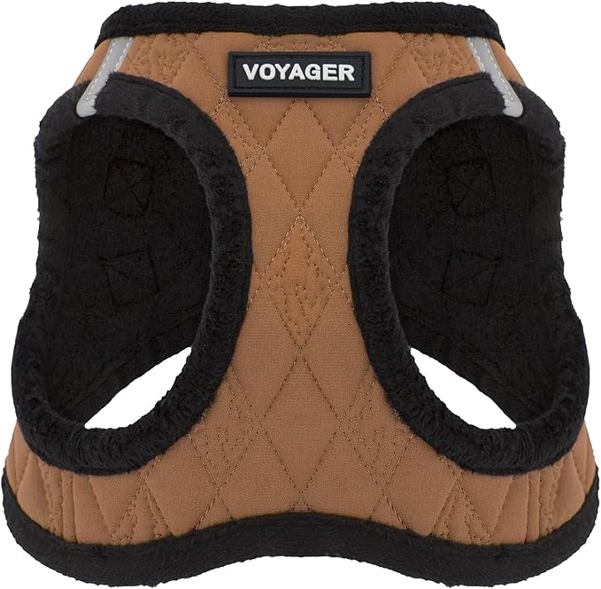 Best Pet Supplies - All Weather Mesh/Plush, Reflective, No Pull Harness for Small, Medium Dogs, Cats - Secure with Hook & Loop Fastener, Buckle, Double D-Rings - Beige Plush, M