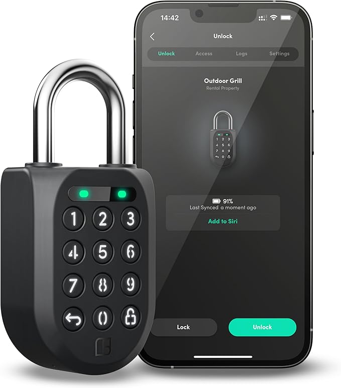 igloohome New Smart Padlock 2 (SP2), The Toughest Smart Padlock – Generate Access from Anywhere with The Mobile app (iOS/Android) – No WiFi Needed, Waterproof & Rechargeable