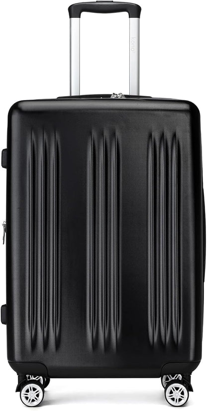 Kono Lightweight 28 Inch Expandable Luggage with Quiet Spinner Wheels TSA Lock, Scratch and Drop Resistant PC+ABS Hardside Durable Large Checked Suitcase, Black