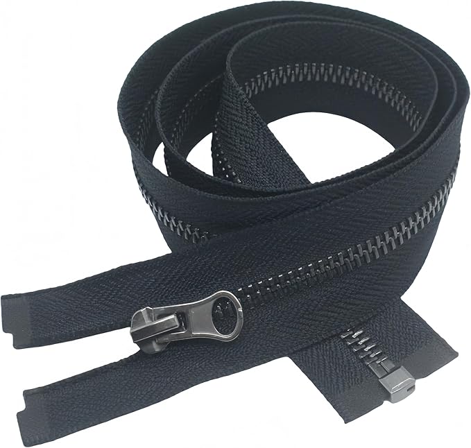 YaHoGa 2PCS #5 18 Inch Black Nickel Separating Jacket Zipper Metal Zippers for Jackets Sewing Coats Crafts (18" Black Nickel)