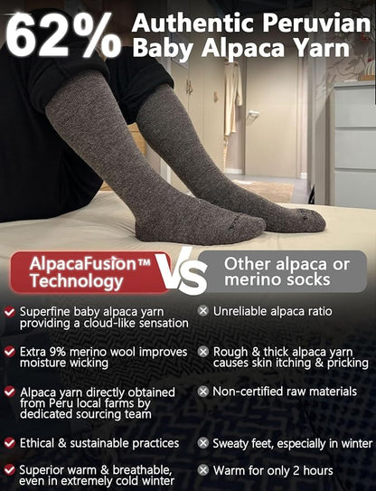 Alpaca Wool Heavyweight 15-25 mmHg Knee High Compression Support Socks Thick Winter Thermal Warm Soft Travel Flying
