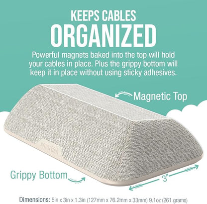 Smartish® Magnetic Cord Holder - Bigger Cable Wrangler Stocking Stuffer Organizer with Magnet Clips for Charger Management on Desktop, Nightstand - Holds 6+ Cables - Lightly Toasted Beige