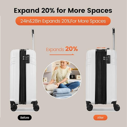 PRIMICIA GinzaTravel Luggage Sets 3-Piece Expandable Suitcases with Wheels PC+ABS Durable Hardside Luggage sets TSA lock