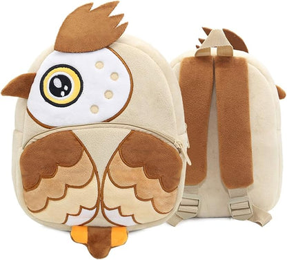 Zoo Toddler Kids Backpacks Cute Plush Little Girls Boys Animal Backpacks（Owl Brown）