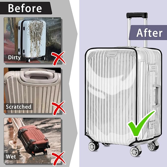 Yotako Clear PVC Suitcase Cover Protectors 32 Inch Luggage Cover for Wheeled Suitcase (32'') Gift